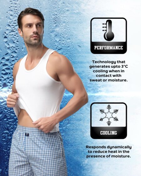 VAN HEUSEN MEN WHITE SOLID MOISTURE ACTIVATED SUPER SOFT COOL IT VEST